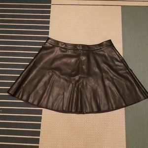 H&M Black Leather High Rise Skirt